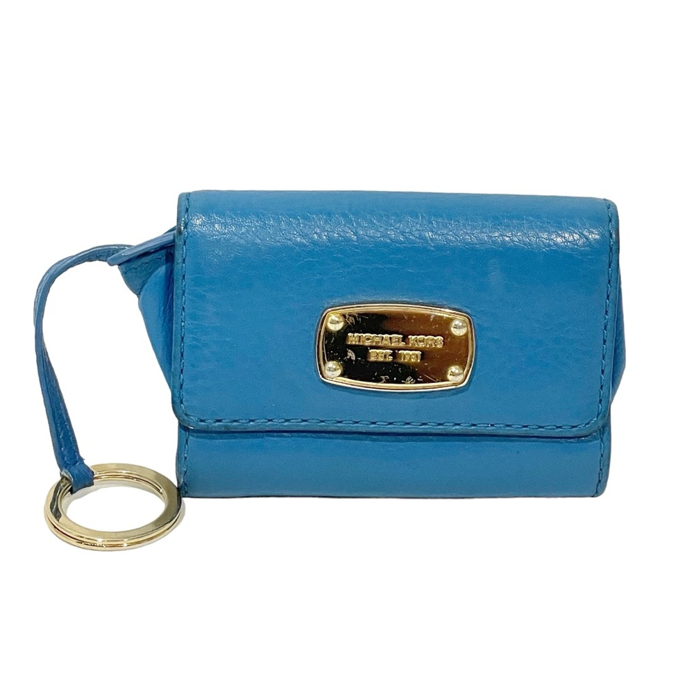 Michael‎ Kors Blue Leather Keychain Card Holder Wallet Accessory